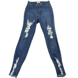 Vibrant MIU Jeans Womens 7 W27 Distressed Skinny Ripped Blue Frayed Y2K Denim